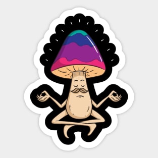 Meditating cartoon mushroom Sticker